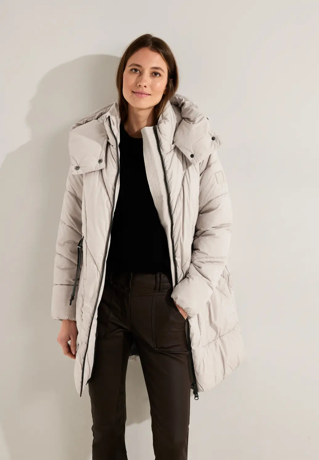 100900- Stone Quilted Coat - Cecil