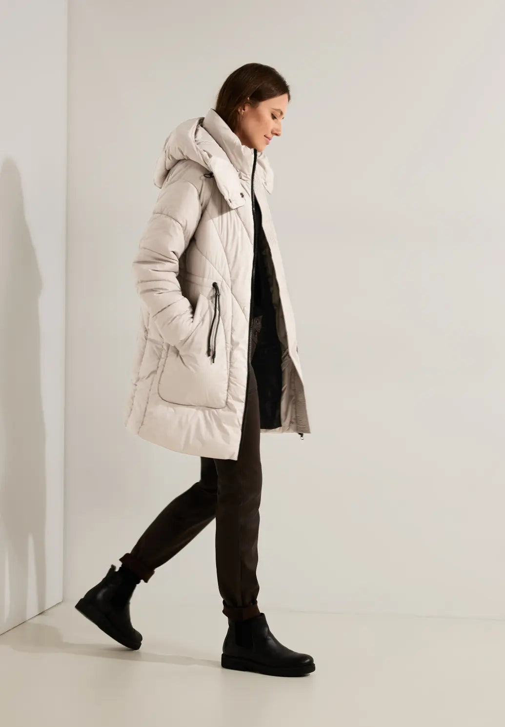 100900- Stone Quilted Coat - Cecil