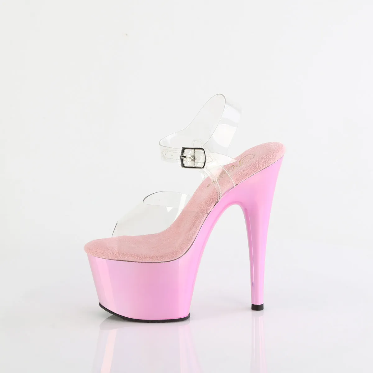 7 Inch Heel ADORE-708LQ Clear Liquid Baby Pink Holo