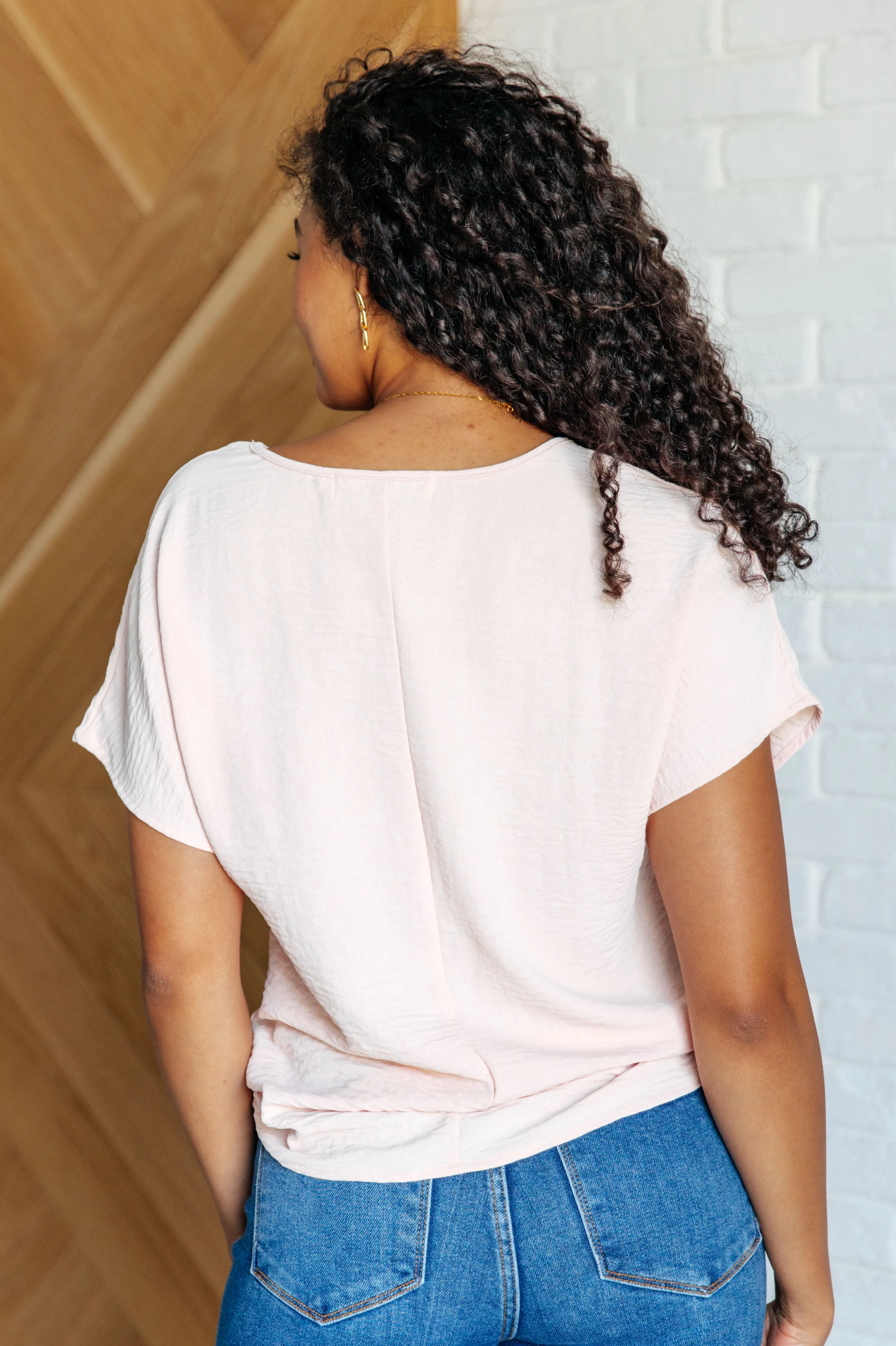 Angela V-Neck Top in Blush