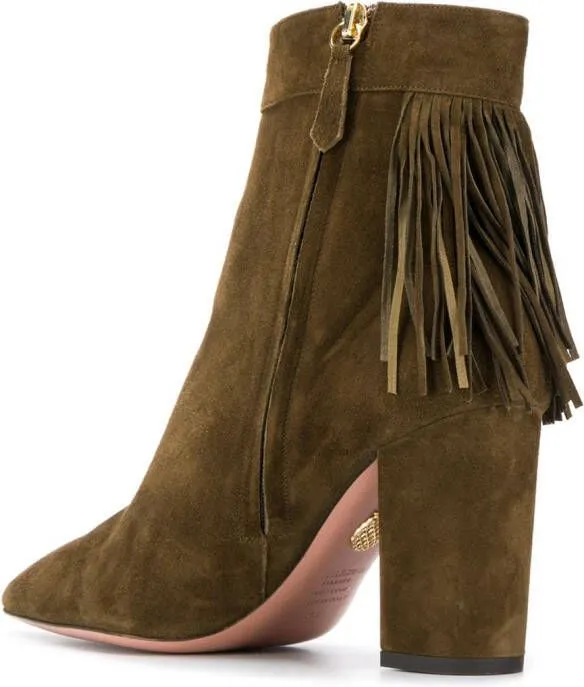 Aquazzura fringe heeled boots Green