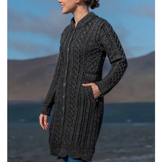 Aran Long Button Cardigan Coat