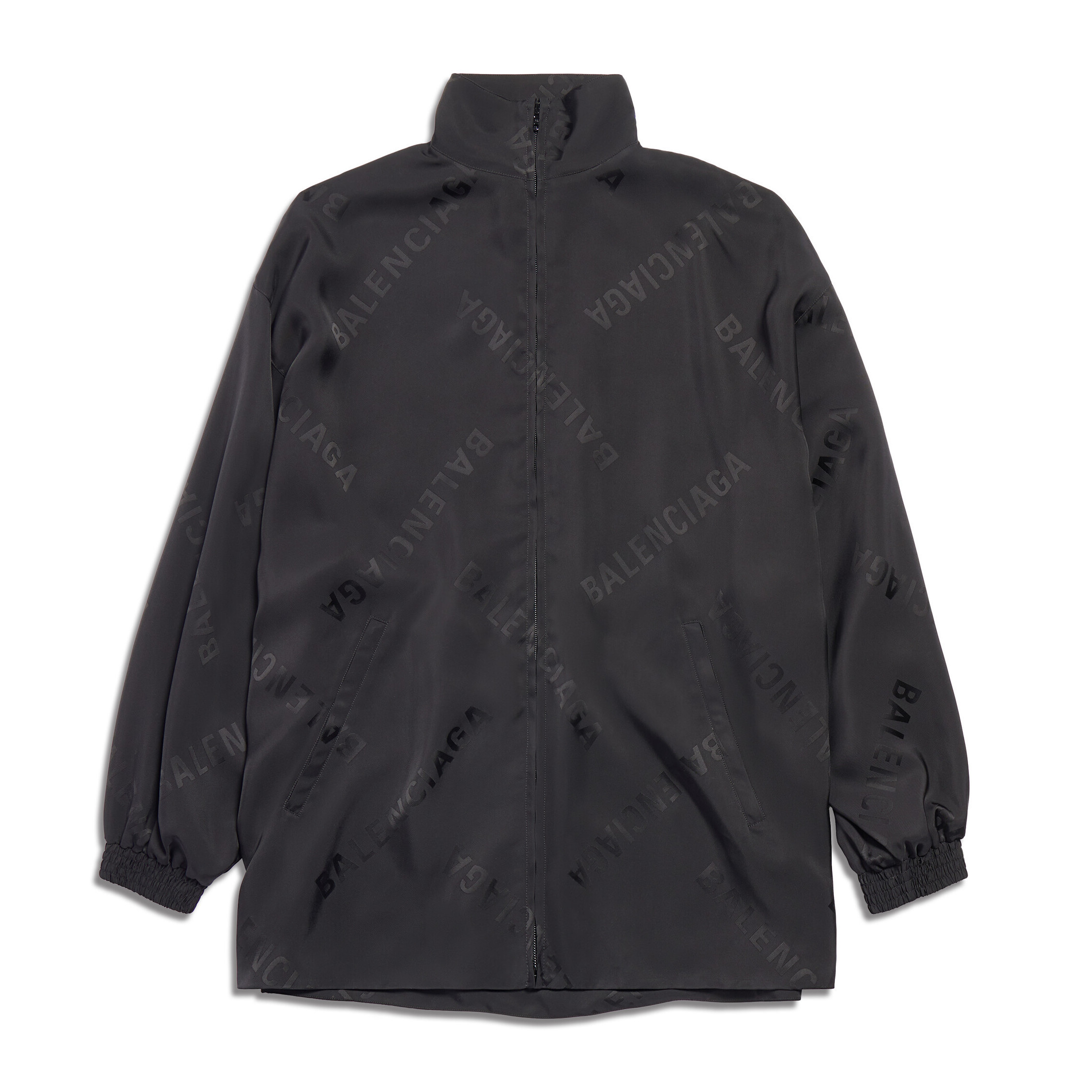 BALENCIAGA  |Women's Bal Diagonal Allover Fluid Tracksuit Jacket in Black