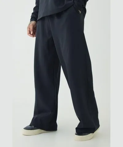 boohoo Mens Tall Interlock Smart Wide Leg Pants