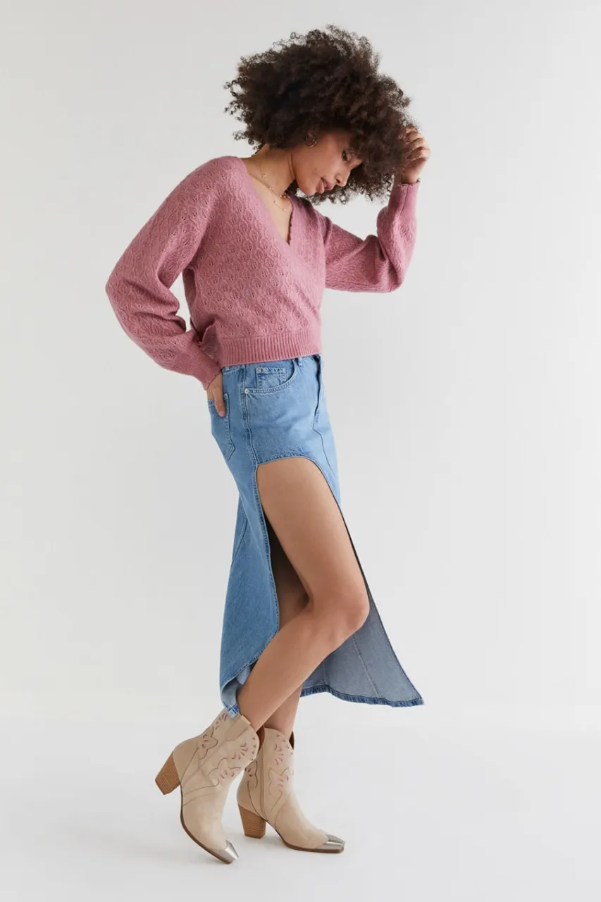 Brooke Pointelle Wrap Pullover Sweater