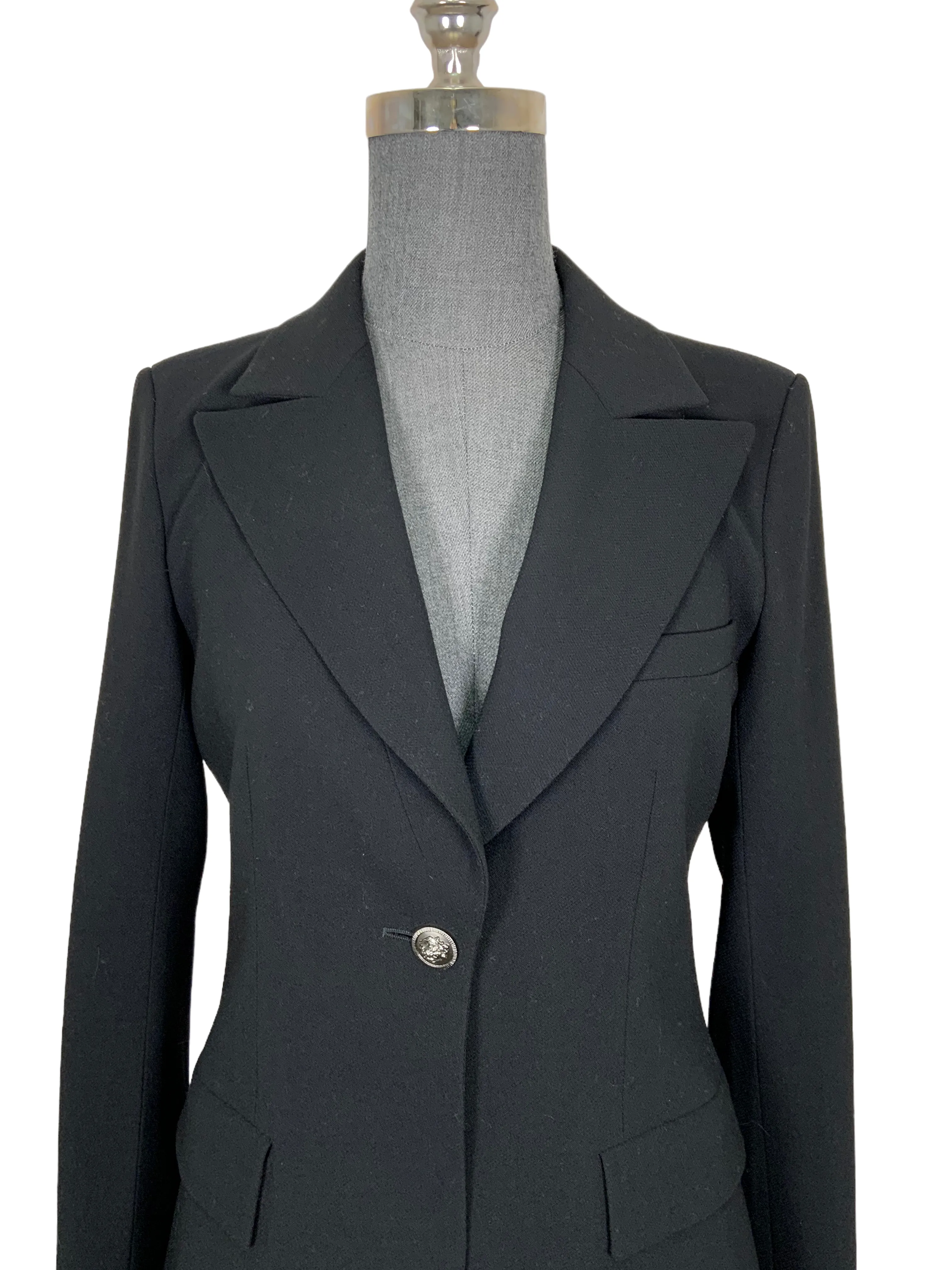 CHANEL 08A Classic Wool Blazer Jacket with Lion Button Size M