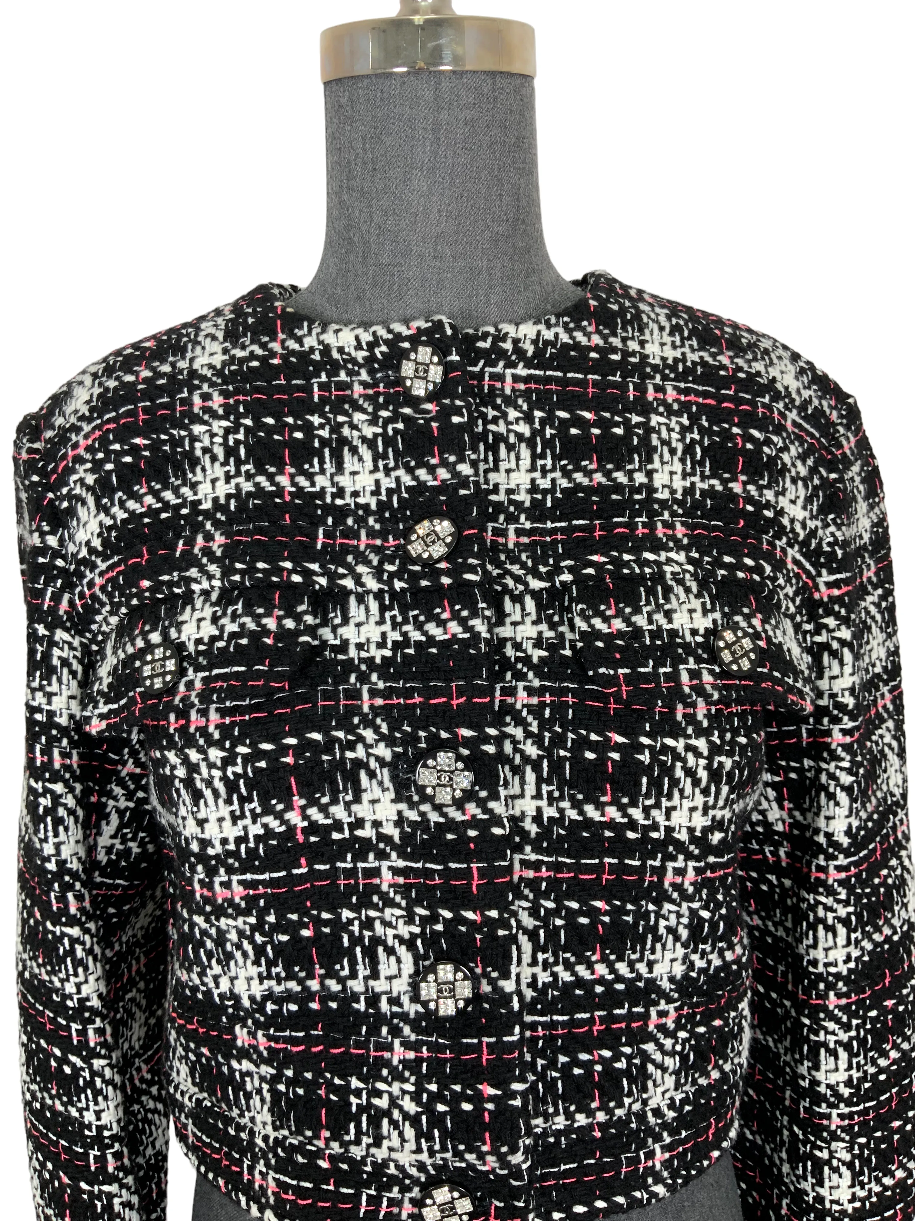 CHANEL Tweed Cropped Jacket Size M