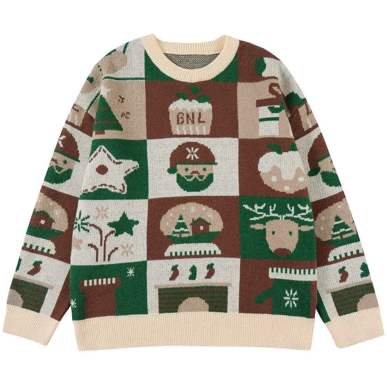 Christmas Elements Pattern Knit Sweater