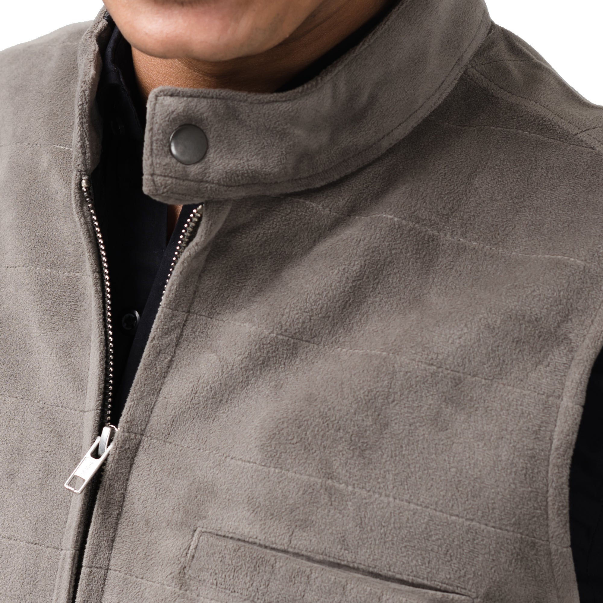 Classic Sleeveless Zipper Jacket-Dark Grey