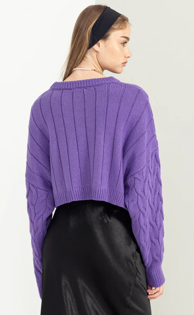 Cropped Cable Knit Sweater