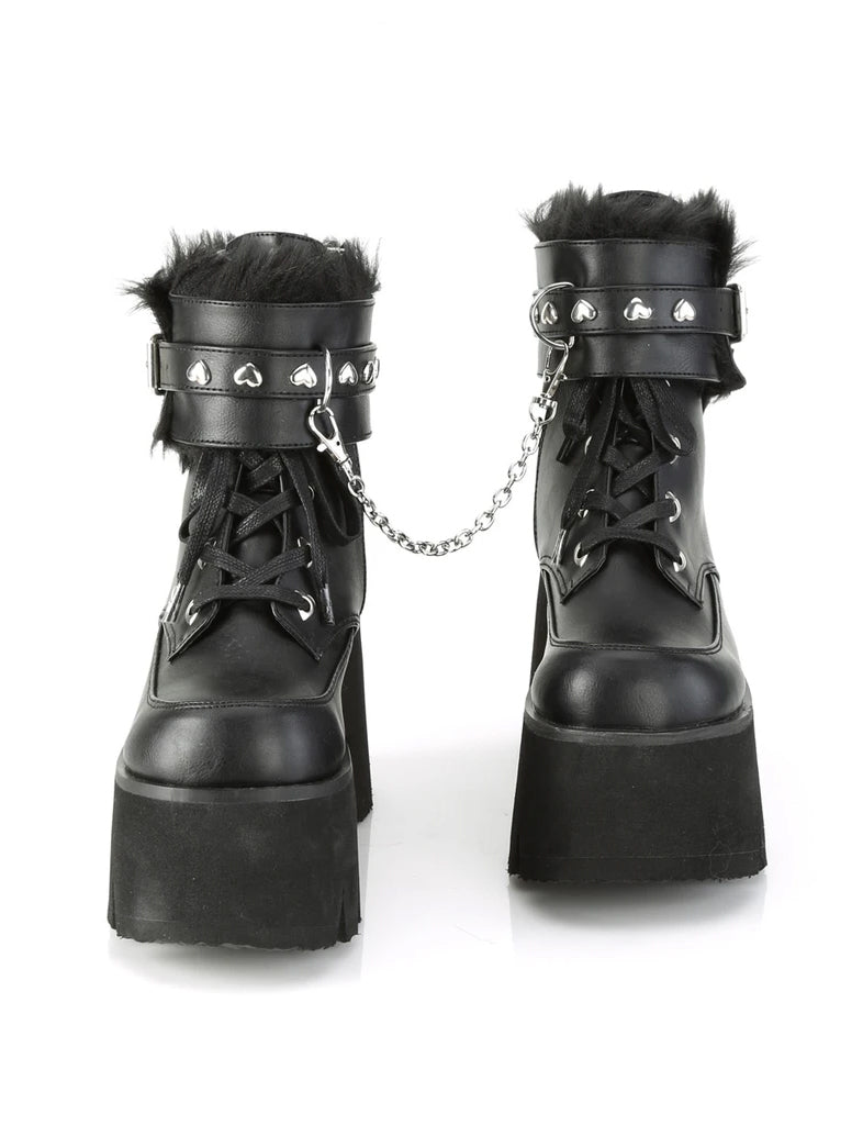 DEMONIA ASHES-57 BOOTS - BLACK VEGAN LEATHER  PRE ORDER 