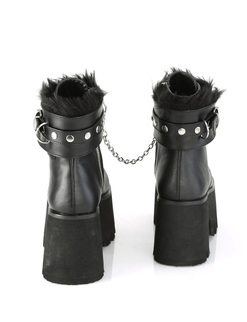 DEMONIA ASHES-57 BOOTS - BLACK VEGAN LEATHER  PRE ORDER 