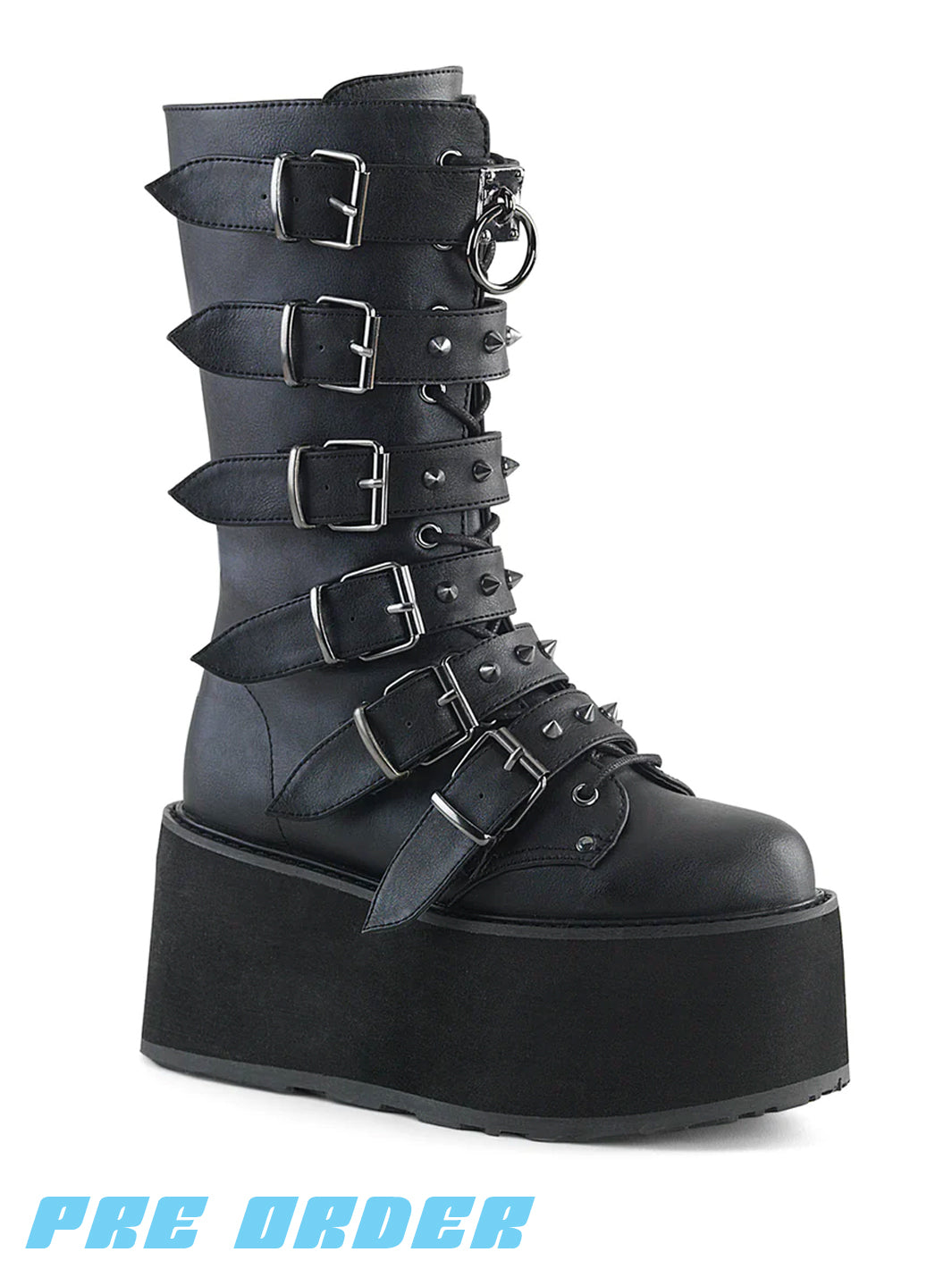 DEMONIA DAMNED-225 - BLACK VEGAN LEATHER  PRE ORDER 