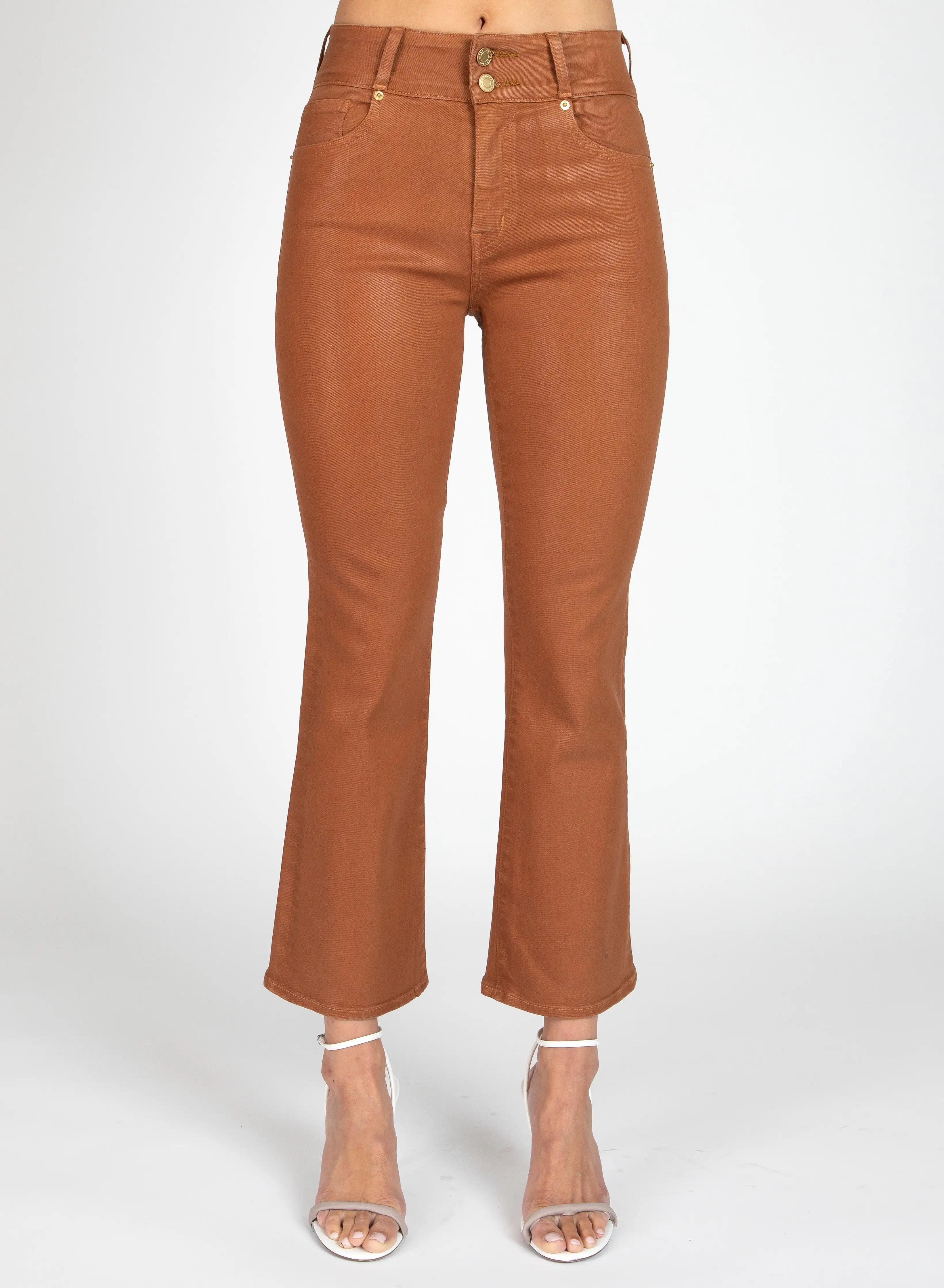 Derek Lam 10 Crosby High Rise Crop Flare Cognac