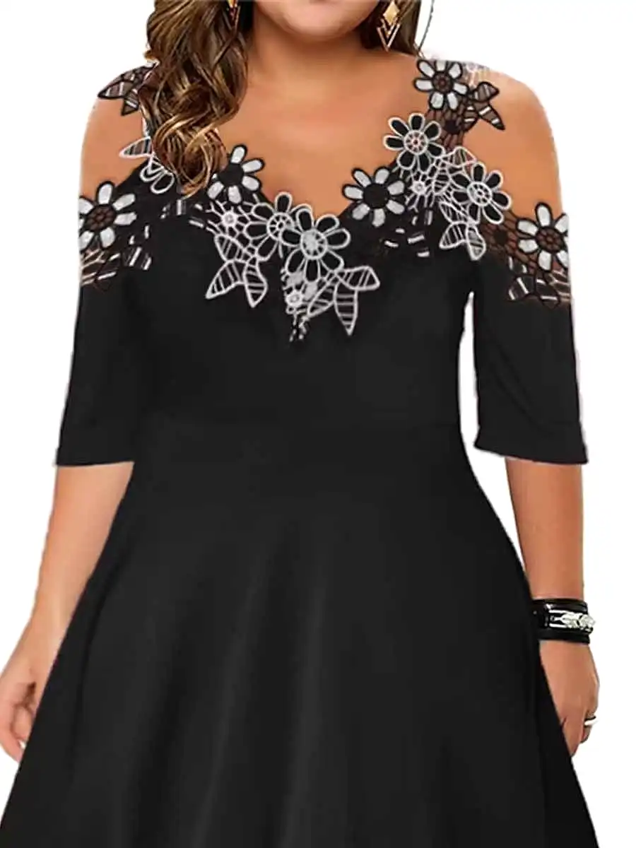 Elegant Black Lace Prom Dress for Women