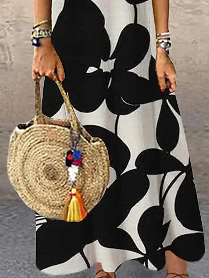 Elegant Sleeveless Floral Print Maxi Dress for Women