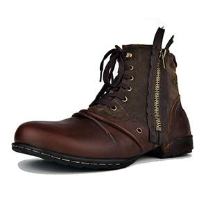 England Style Genuine Leather Motorcycle Ankle Boots Shoes for Men