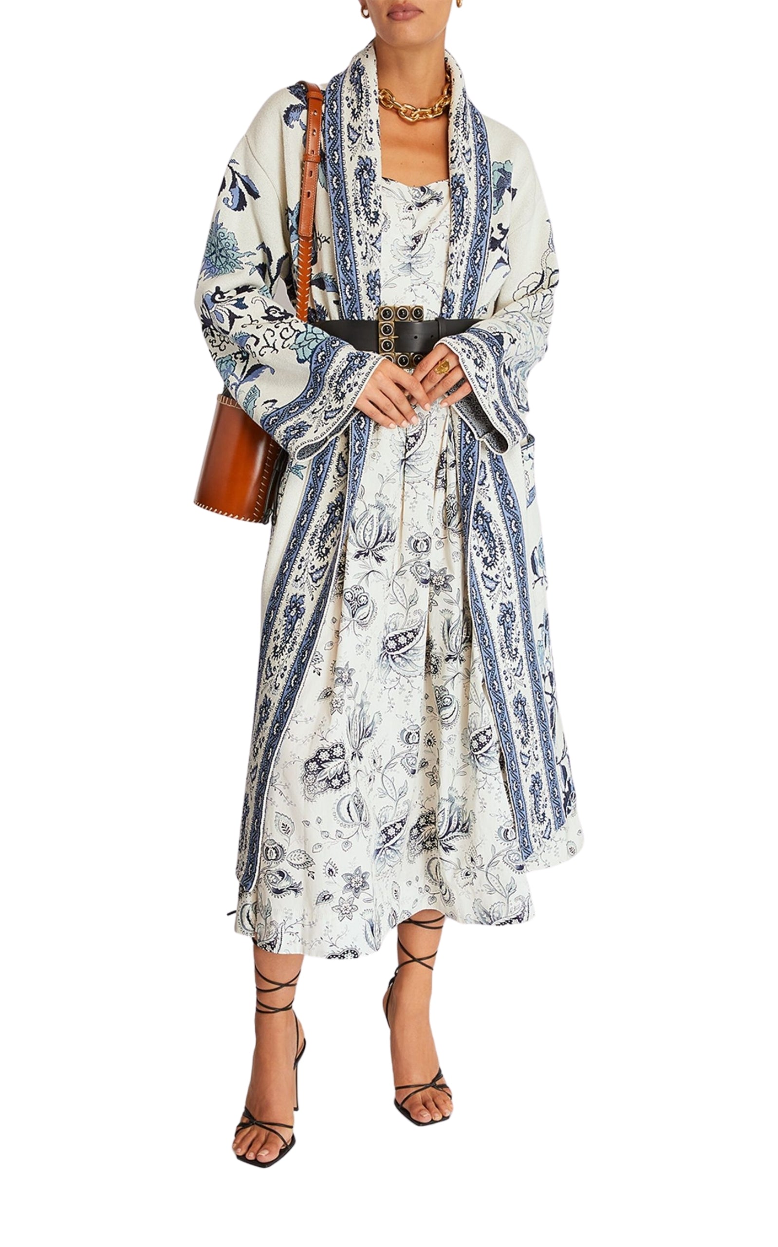 ETRO  |Floral Print Wrap Coat