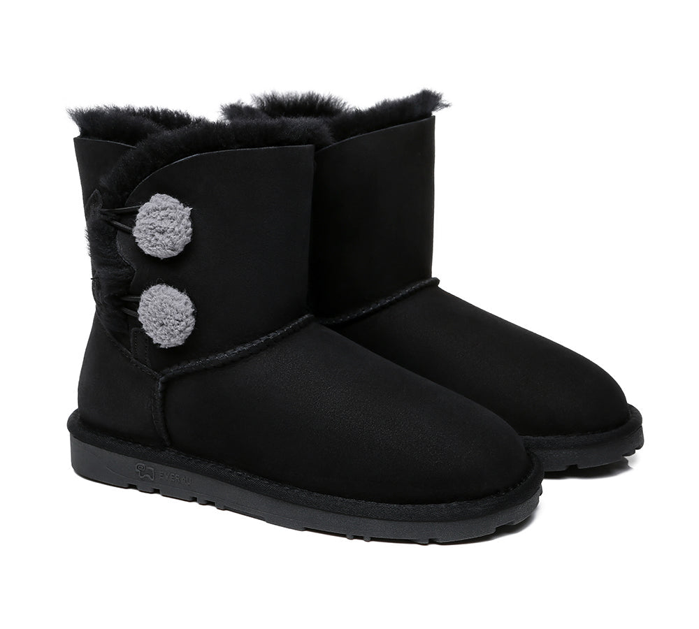 EVERAU Mini Sheepskin Twin Button Boots Aspen