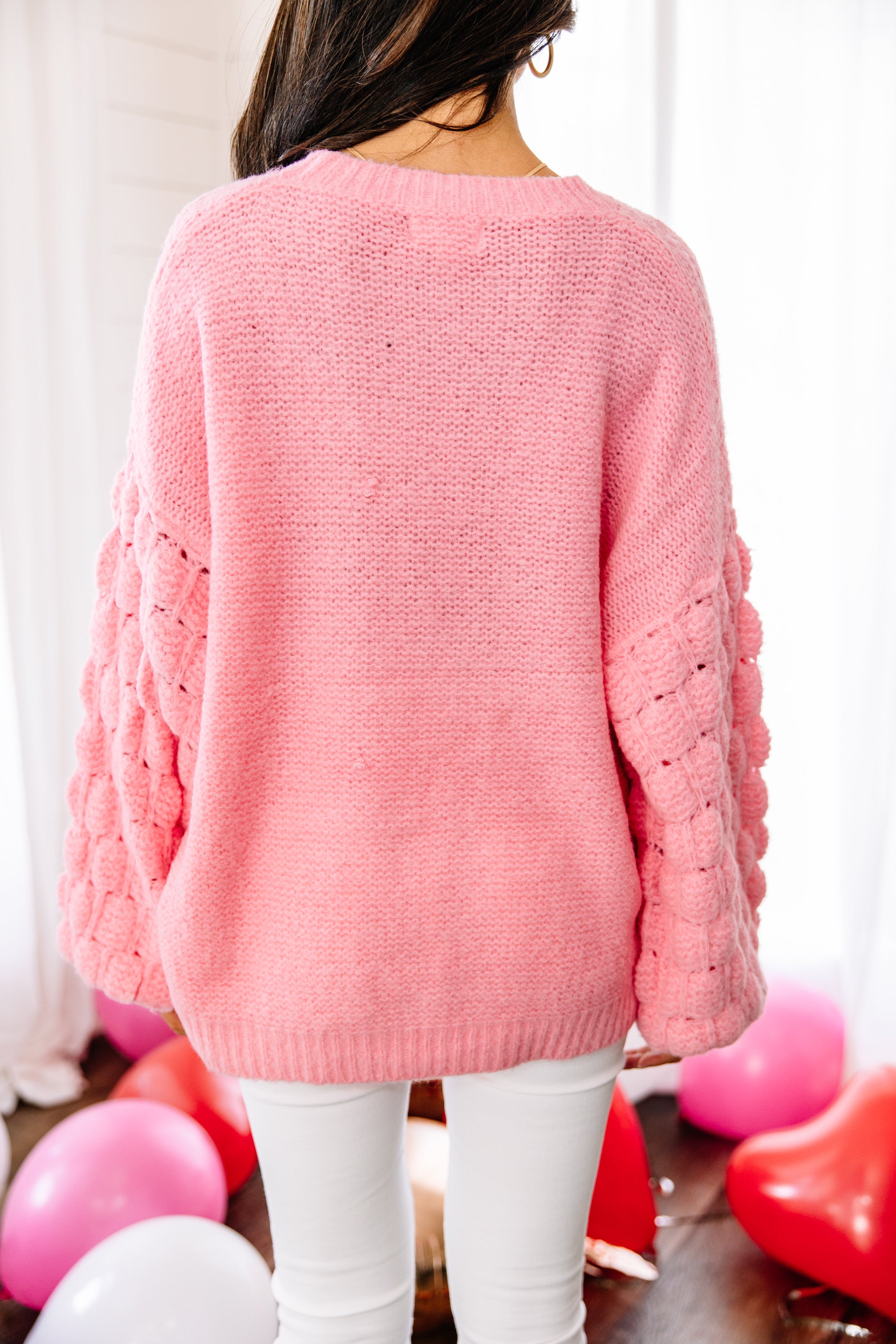 Feeling Close To You Light Pink Textured Sweater