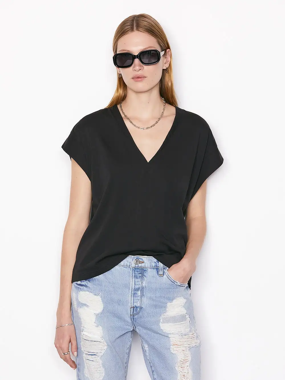 Frame - Le Mid Size V Neck - Noir