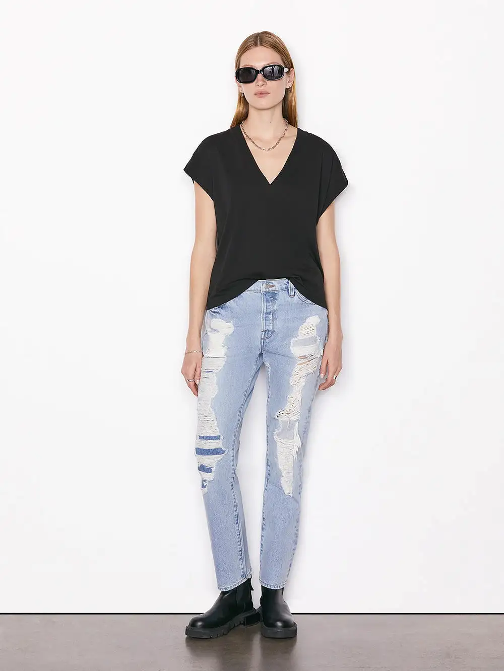 Frame - Le Mid Size V Neck - Noir