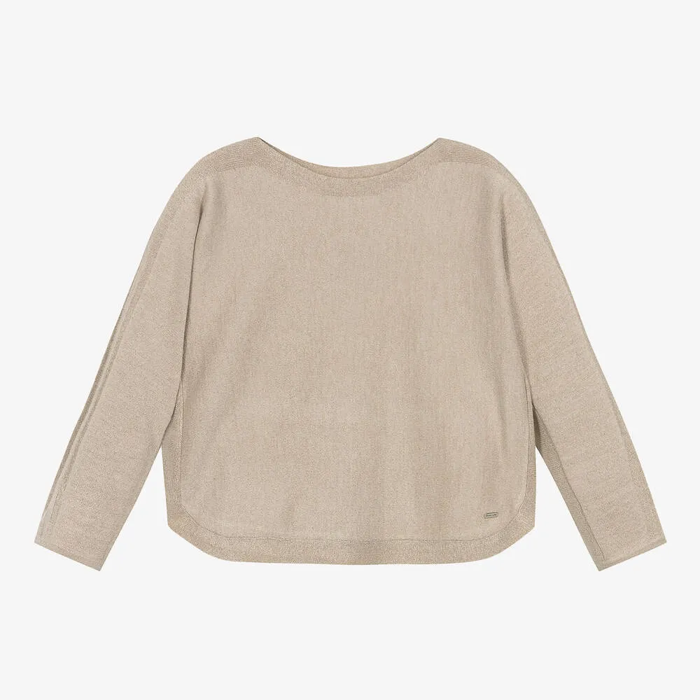 Girls Gold Viscose Knit Sweater