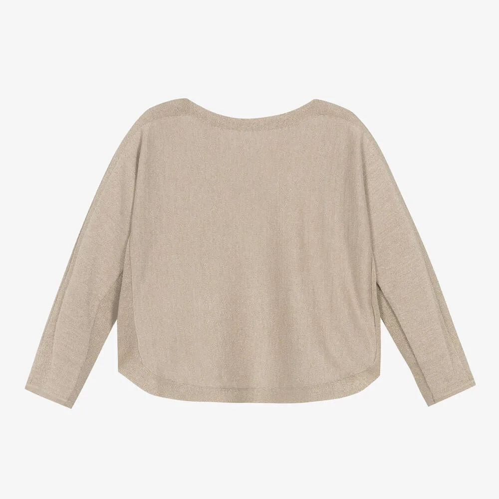 Girls Gold Viscose Knit Sweater