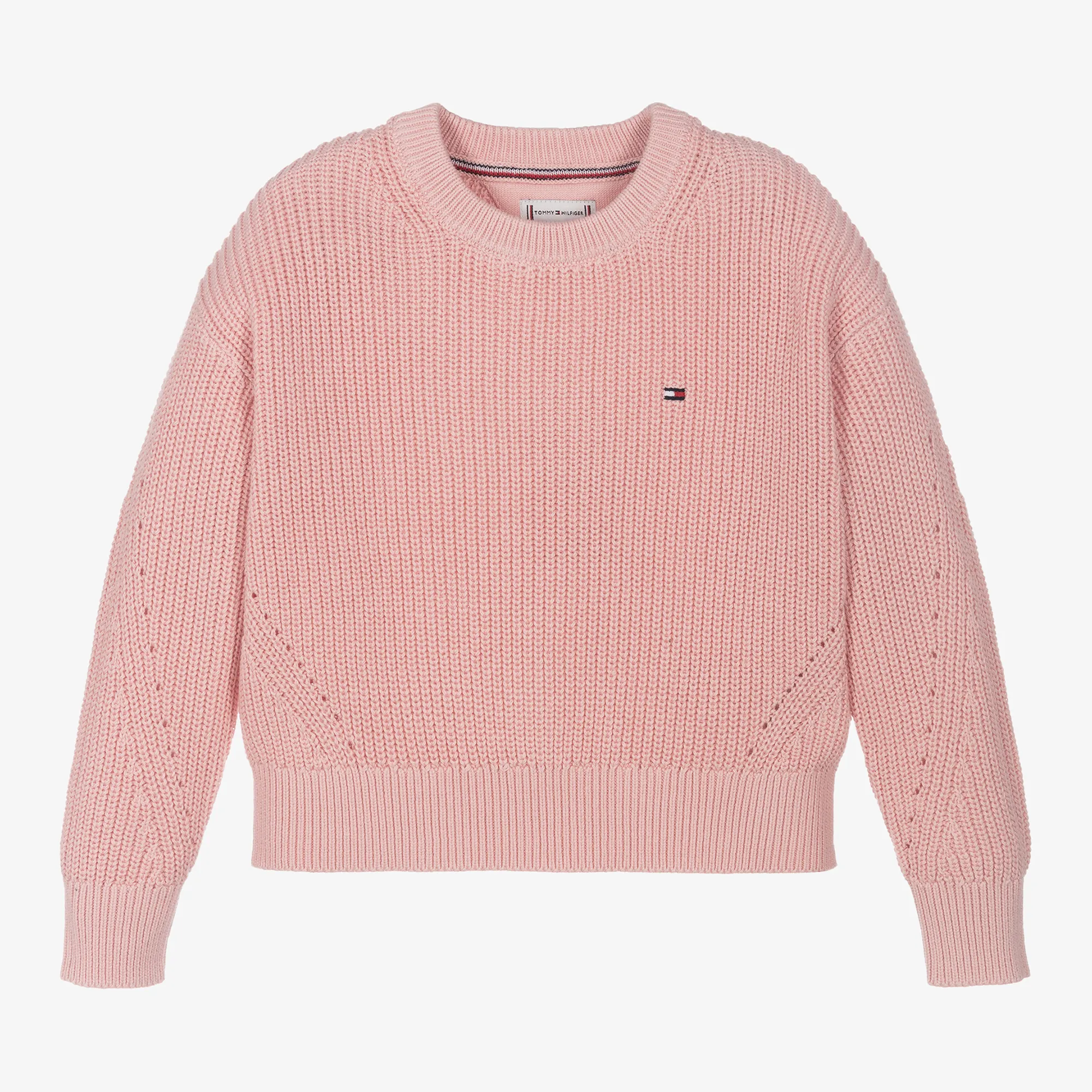 Girls Pink Cotton Knitted Sweater