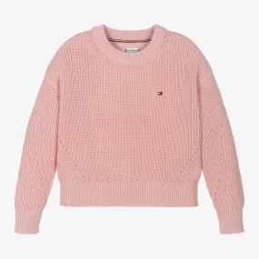 Girls Pink Cotton Knitted Sweater