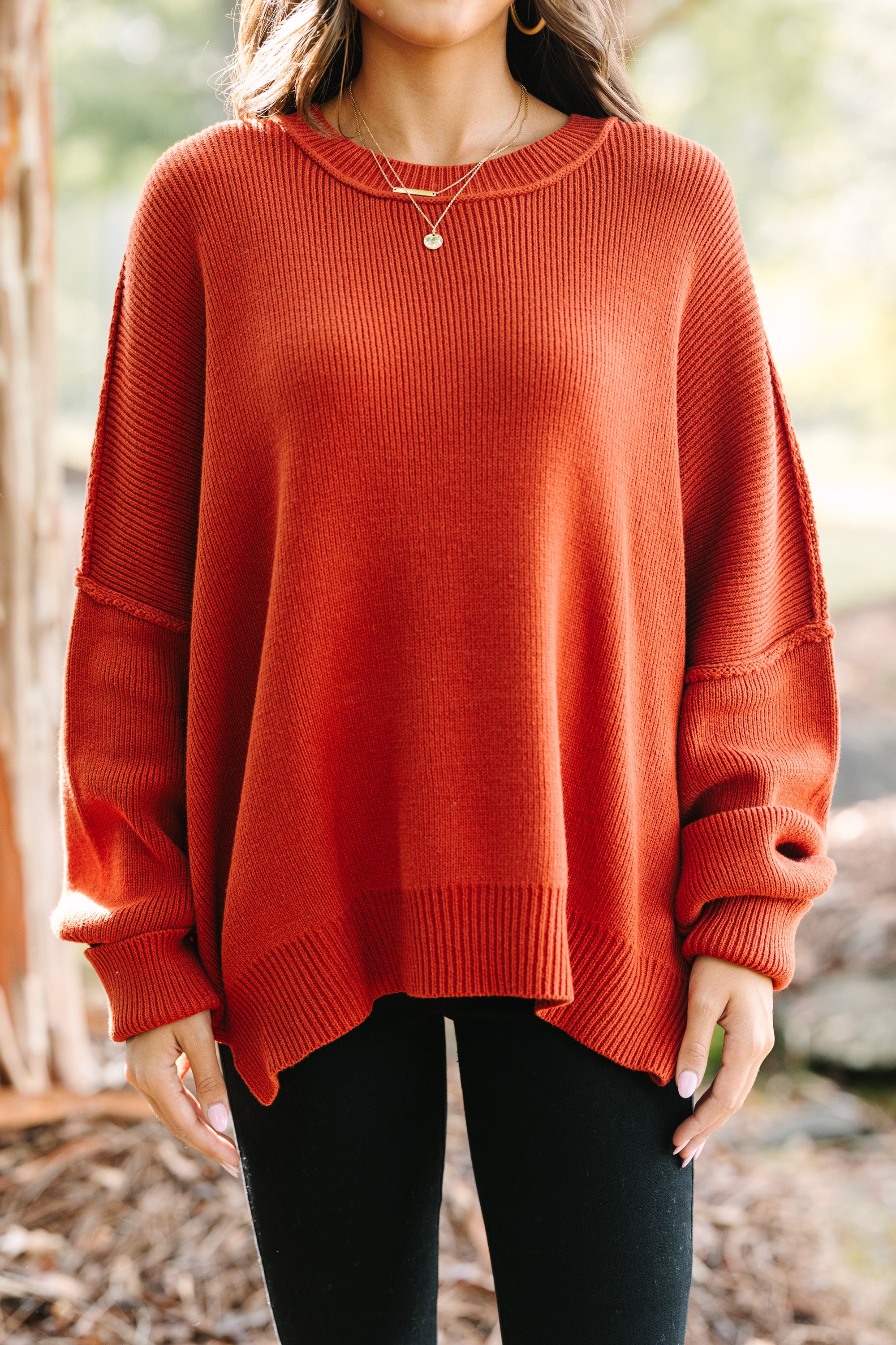 Give You Joy Clay Orange Dolman Sweater