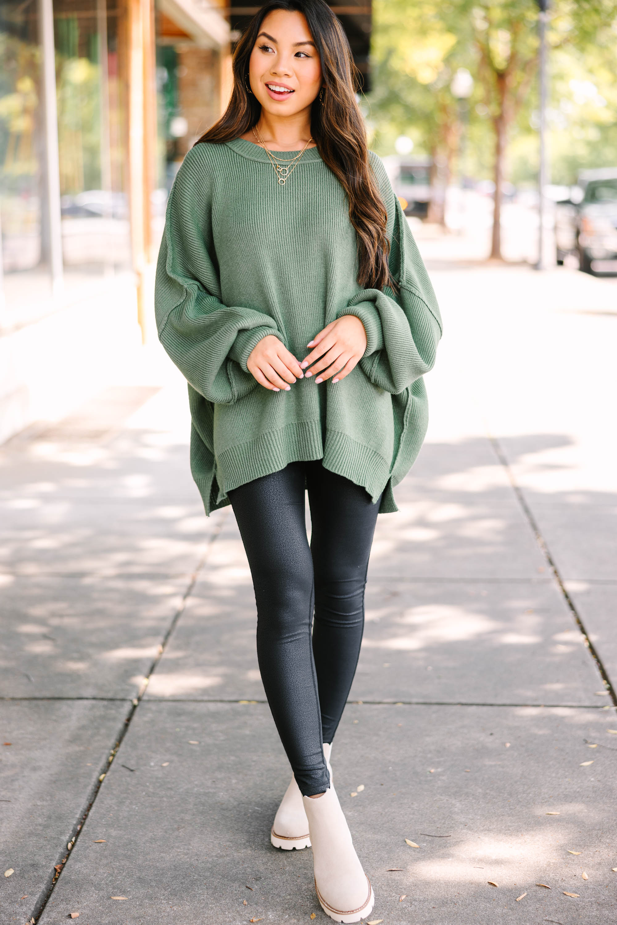 Give You Joy Light Olive Green Dolman Sweater