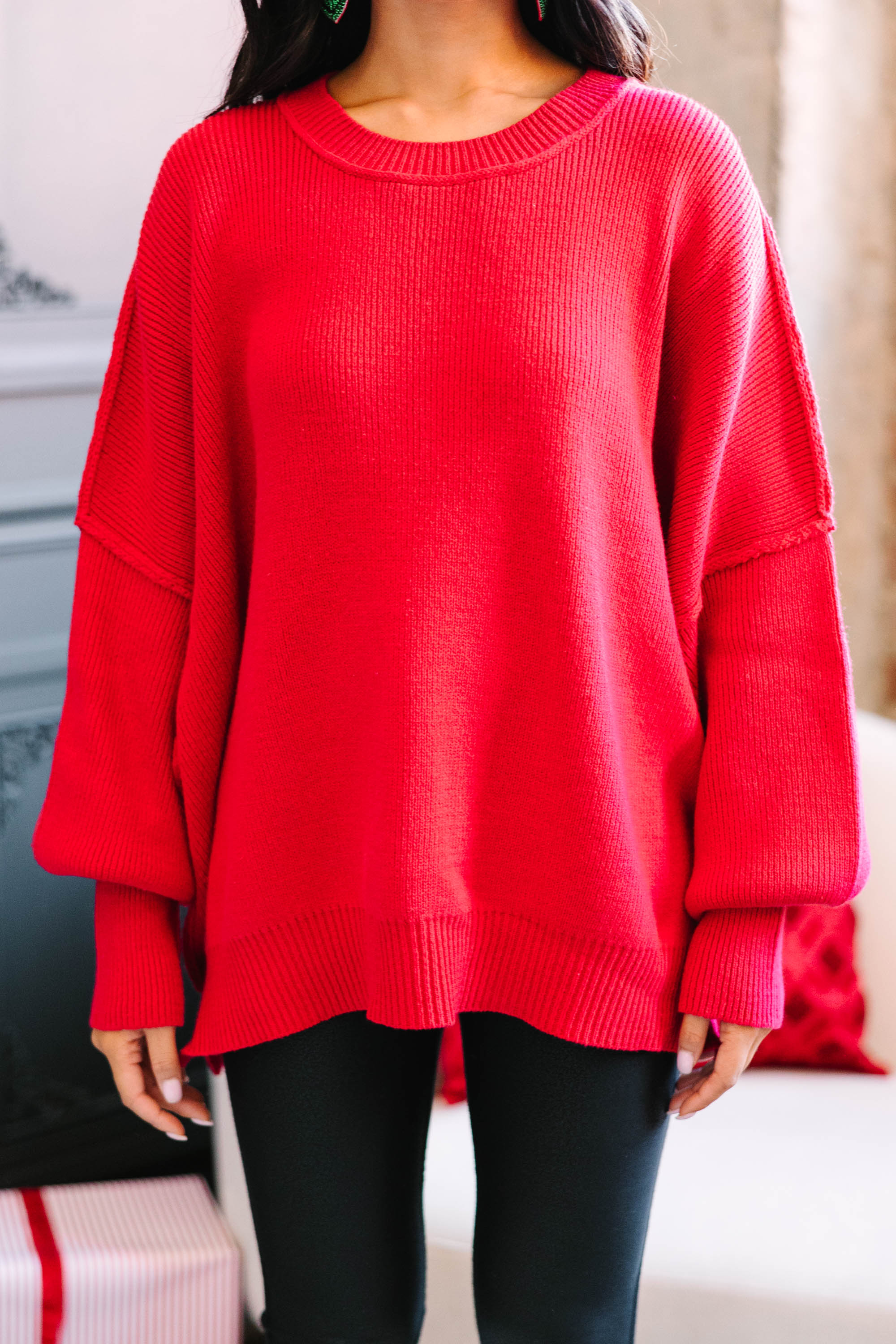 Give You Joy Red Dolman Sweater