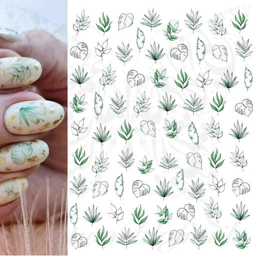 Green Leaves Nail Art Stickers