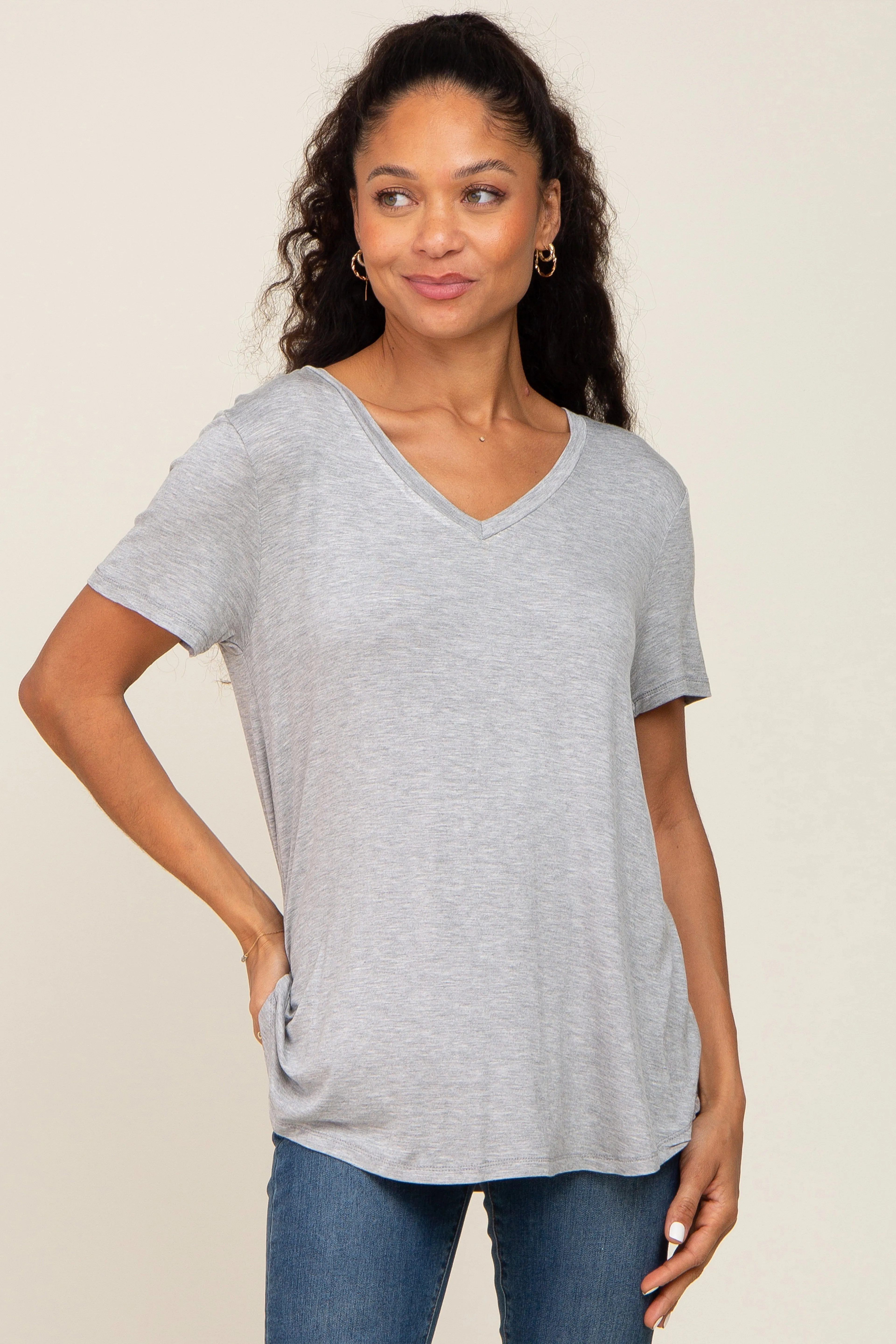 Grey V-Neck Tee