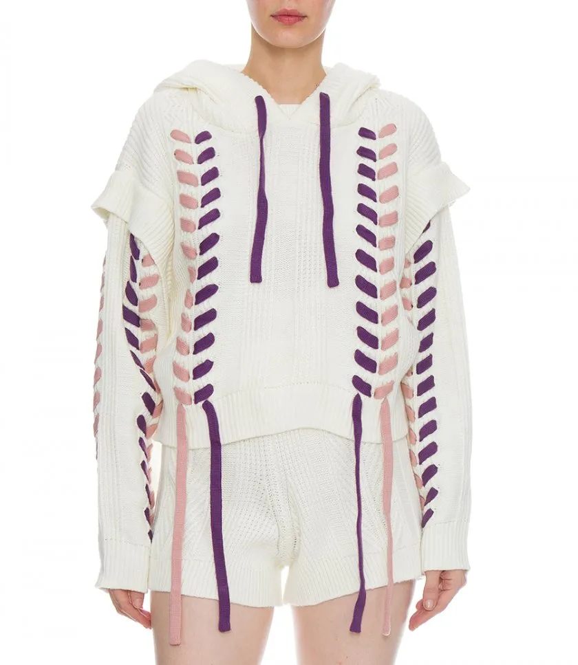 HERVE LEGERHOODED SWEATER WITH LACING