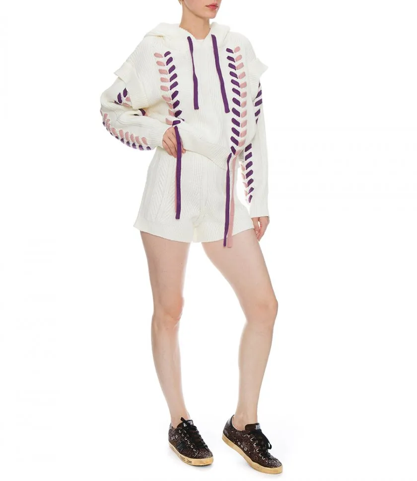 HERVE LEGERHOODED SWEATER WITH LACING