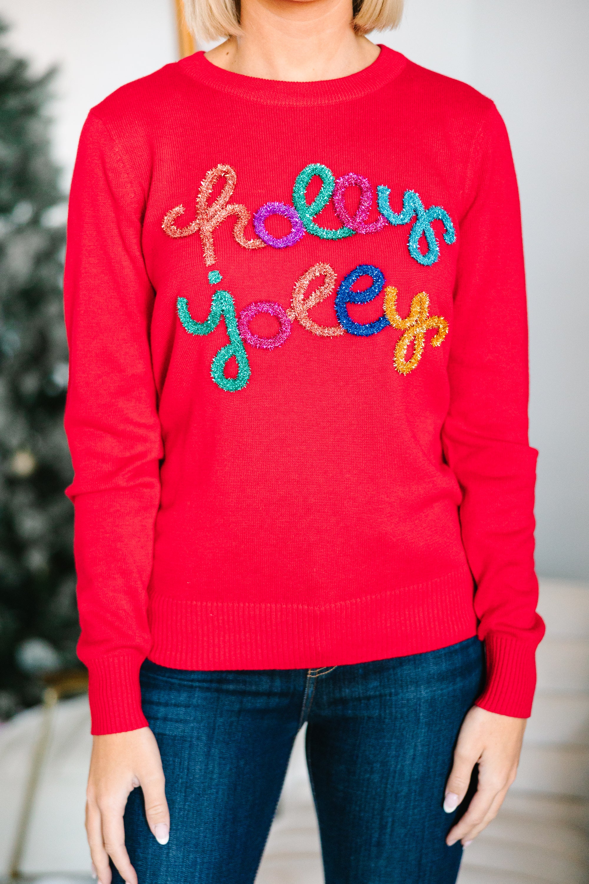 Holly Jolly Red Script Sweater