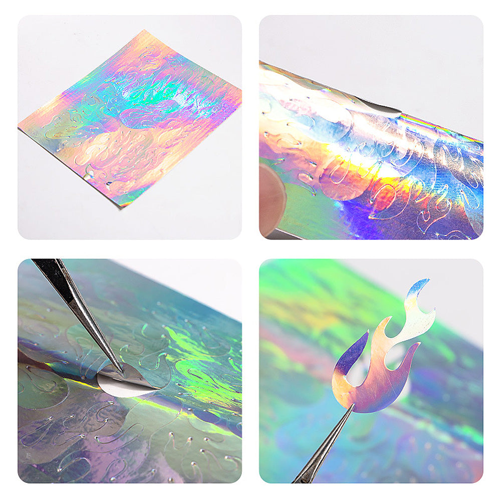 Holographic Flame Nail Stickers