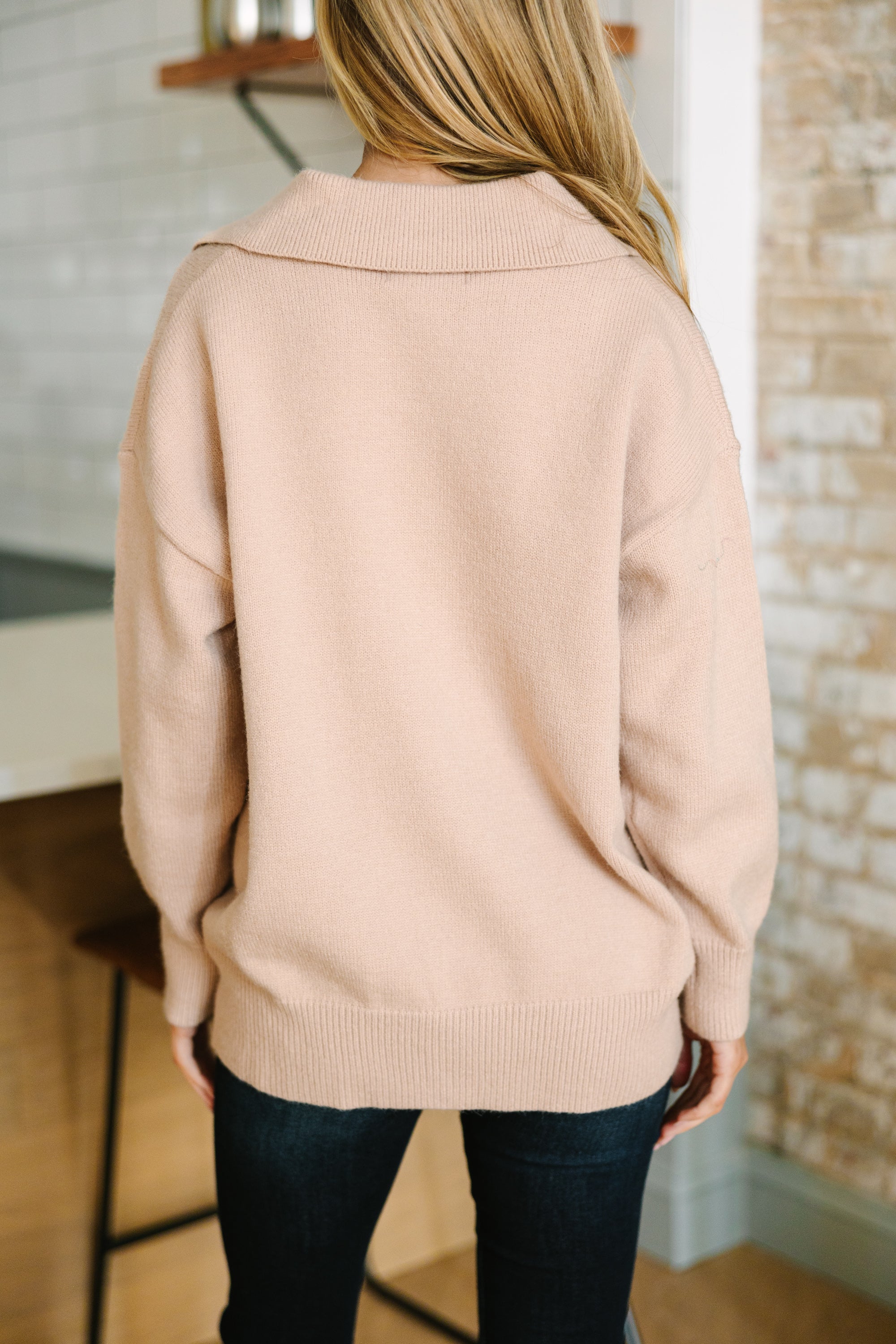 It's All For You Natural Collared Sweater