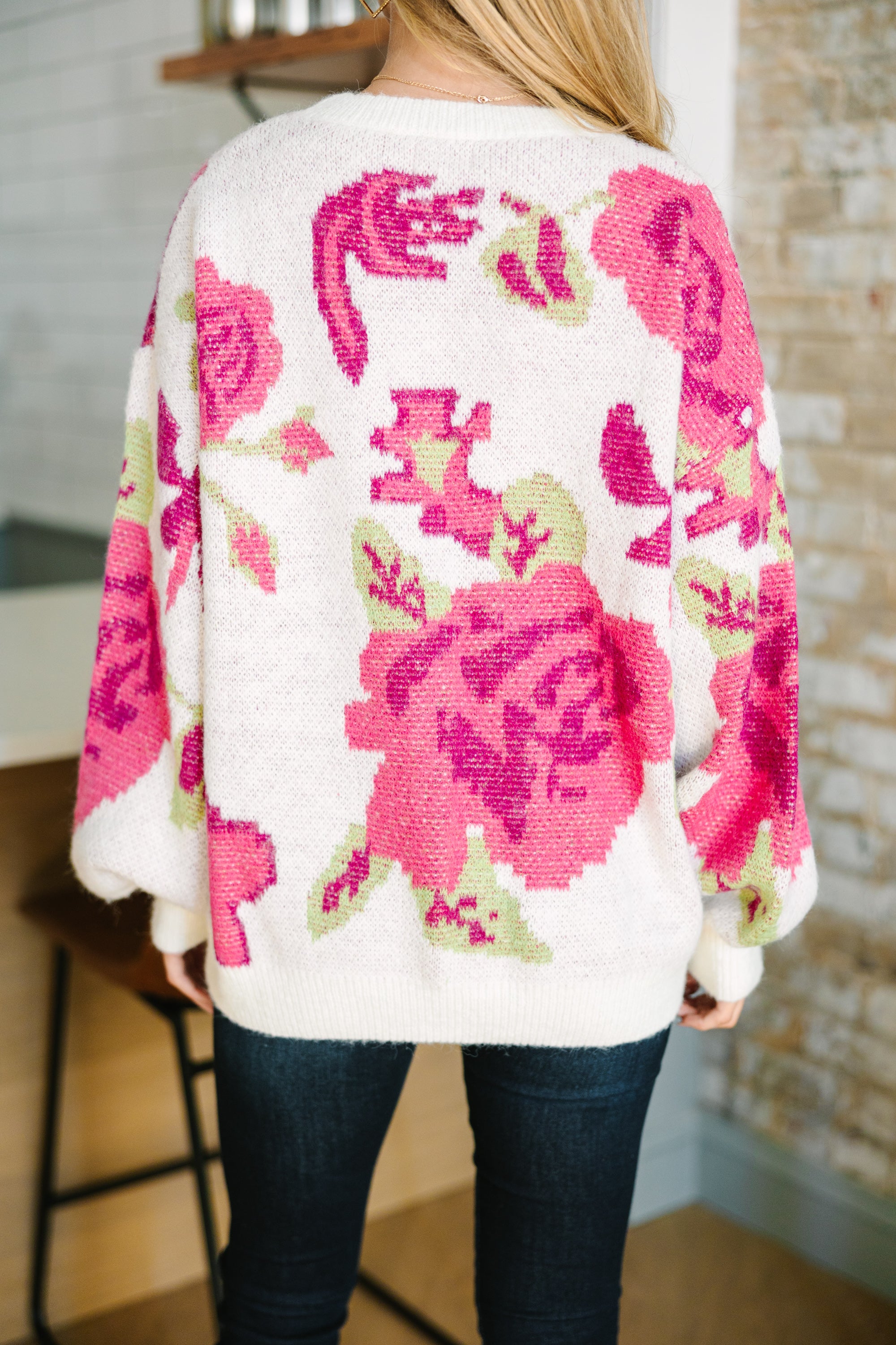 It's Your Choice Ivory White Floral Sweater