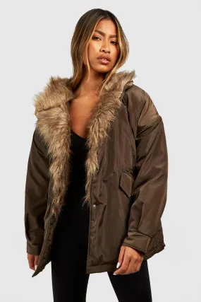 Jackets & Coats | Faux Fur Trim Parka | boohoo