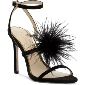 Jessica Simpson Womens Jenevya Suede Feathers Ankle Strap