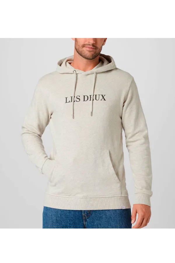 Les Deux Print Hoodie Grey