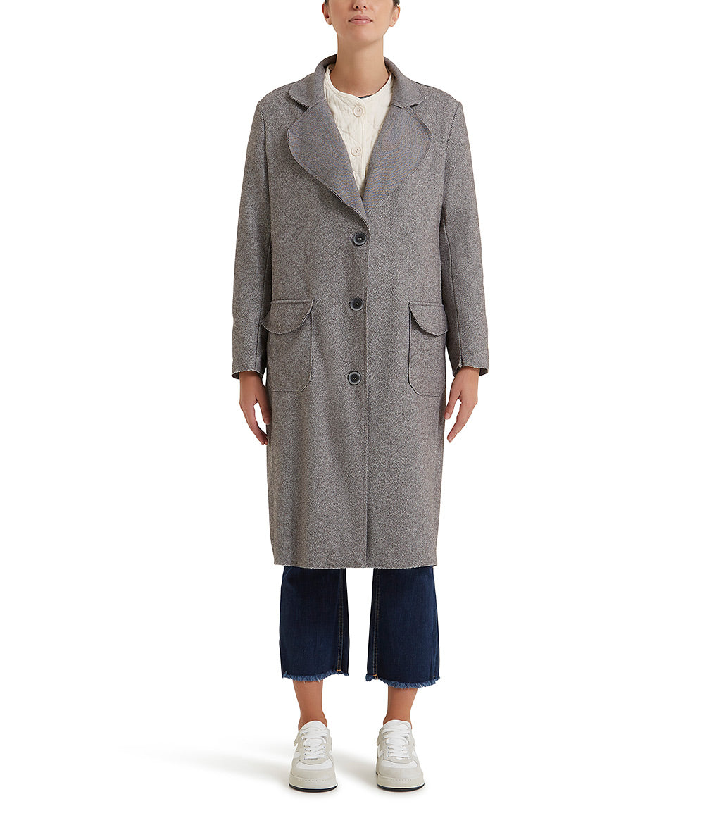 Melange grey single-braested coat