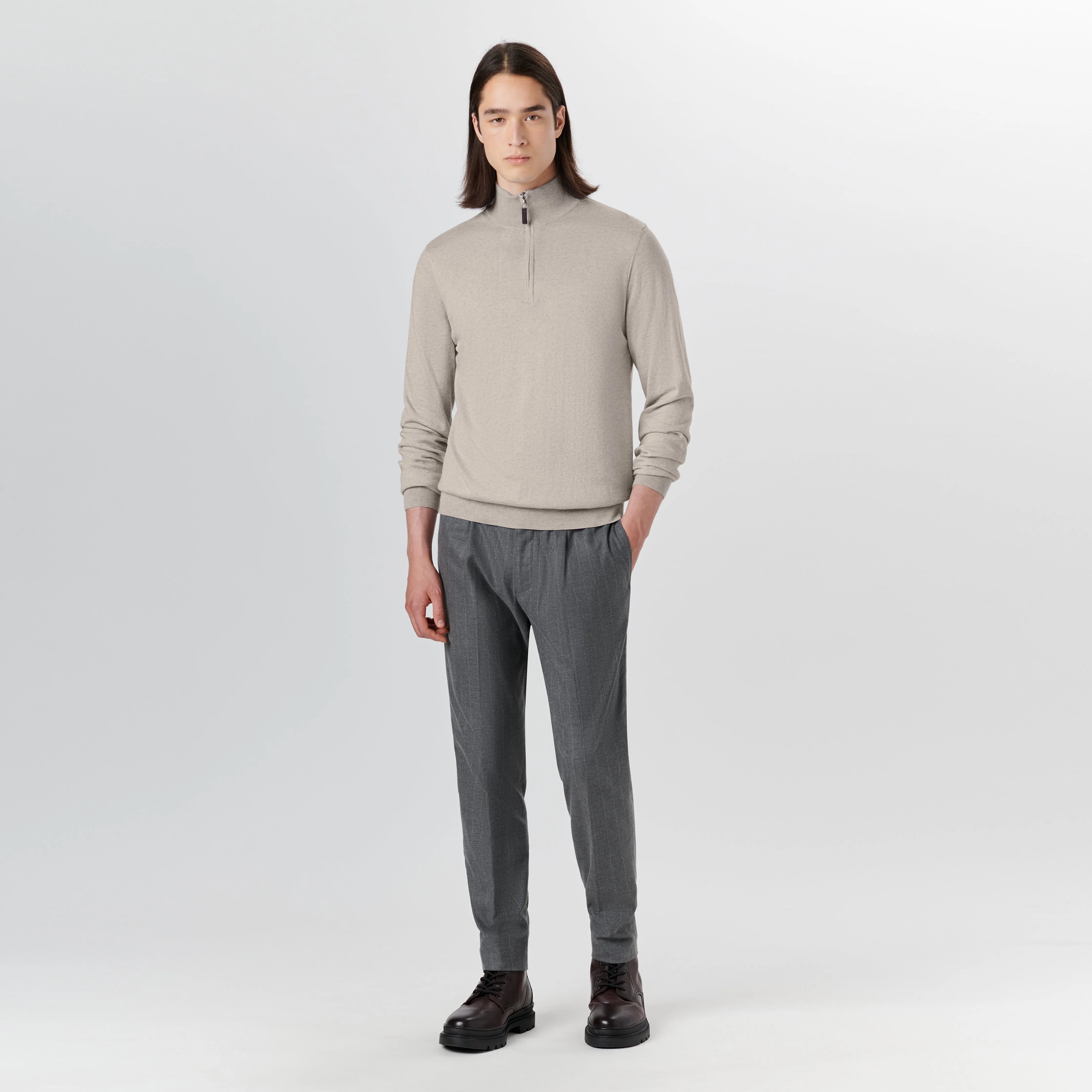 Melange Quarter Zip Pullover Sweater