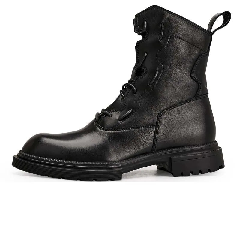 Men's Retro Genuine Leather Casual Lace Up High-top Ankle Boots