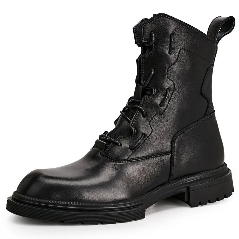 Men's Retro Genuine Leather Casual Lace Up High-top Ankle Boots