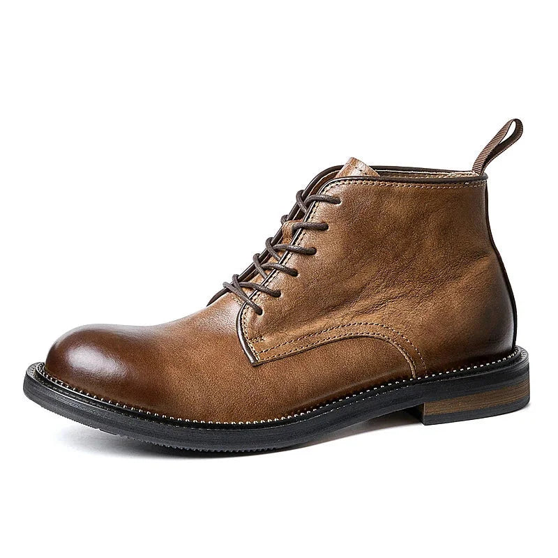 Men's Vintage Genuine Leather Business Casual Ankle Short Boots