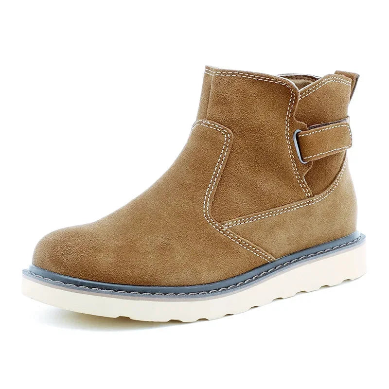 Men's Winter Retro Cow Suede Leather Hook and Loop Ankle Boots